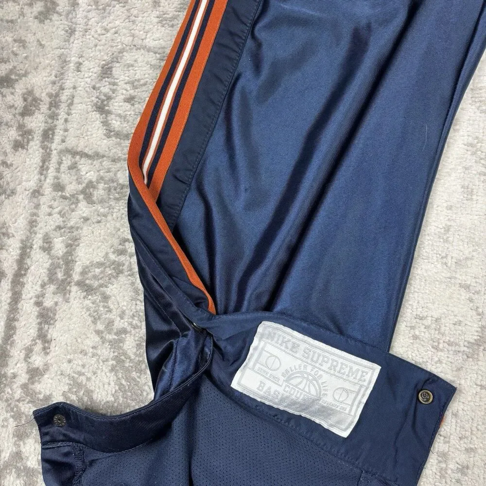 Vintage Nike Tear Away Pants Blue Supreme Shiny Snap Basketball Y2K 90s Size XL - Picture 2 of 6